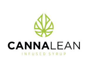 Logo with a green leaf design above the words "CANNALEAN" in bold black letters and "INFUSED SYRUP" in light green below. Canna-Lean-Logopng