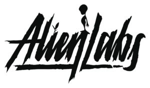 Alien Labs logo in stylized black lettering with a small alien figure above the 'L'. Alien-Labspng
