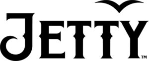 The word "JETTY" in bold, stylized black letters with a seagull shape forming the top right of the "J" and flying above the "Y. Jetty-Image-scaledjpg