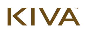 The image displays the word "KIVA" in bold, brown, capital letters on a transparent background. Kiva_Logo_2020_Goldpng