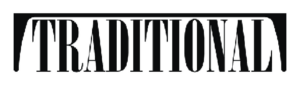 The word "TRADITIONAL" is displayed in bold, capital letters with a decorative line above and partial lines on the sides. Traditionalpng